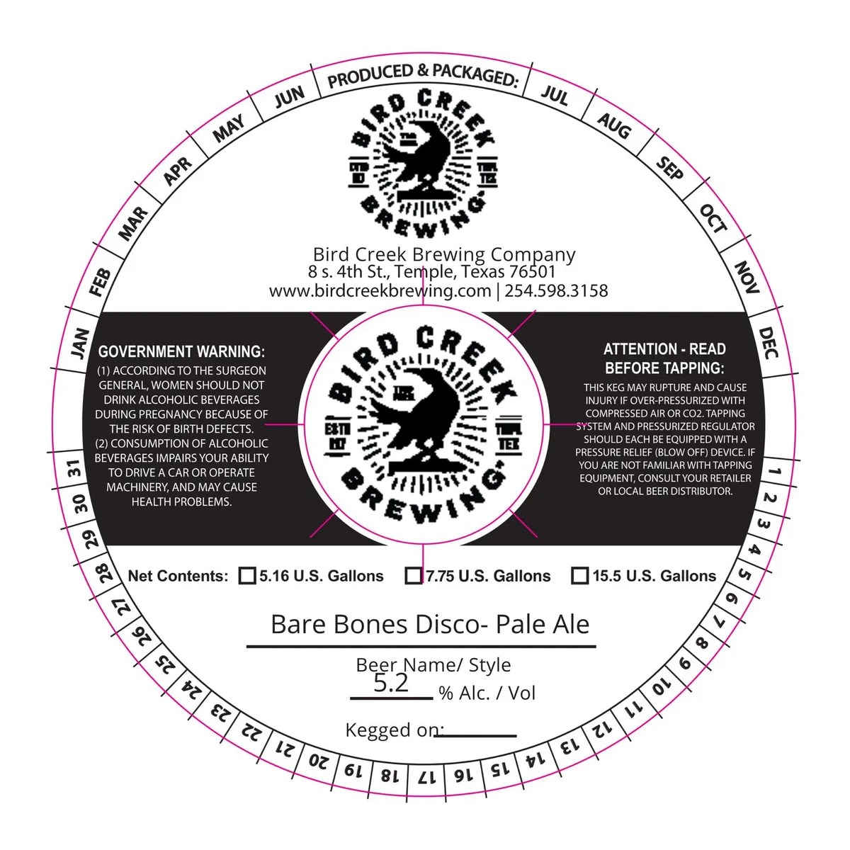 Bare Bones Disco Pale Ale — full label as filed with TTB