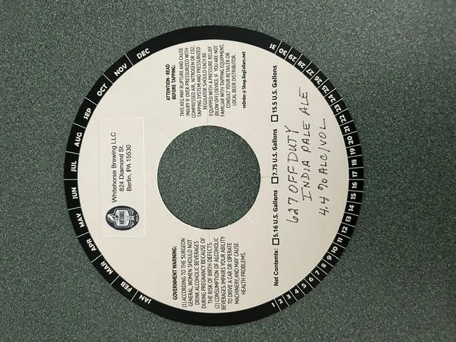 627 Off Duty India Pale Ale — full label as filed with TTB