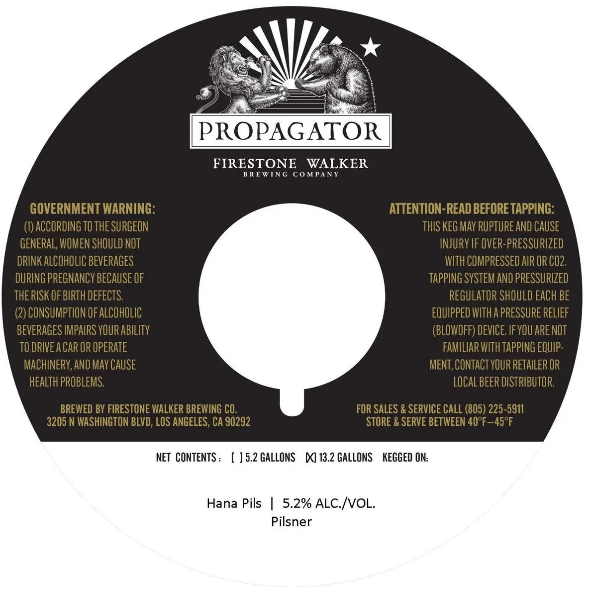 Hana Pils — full label as filed with TTB