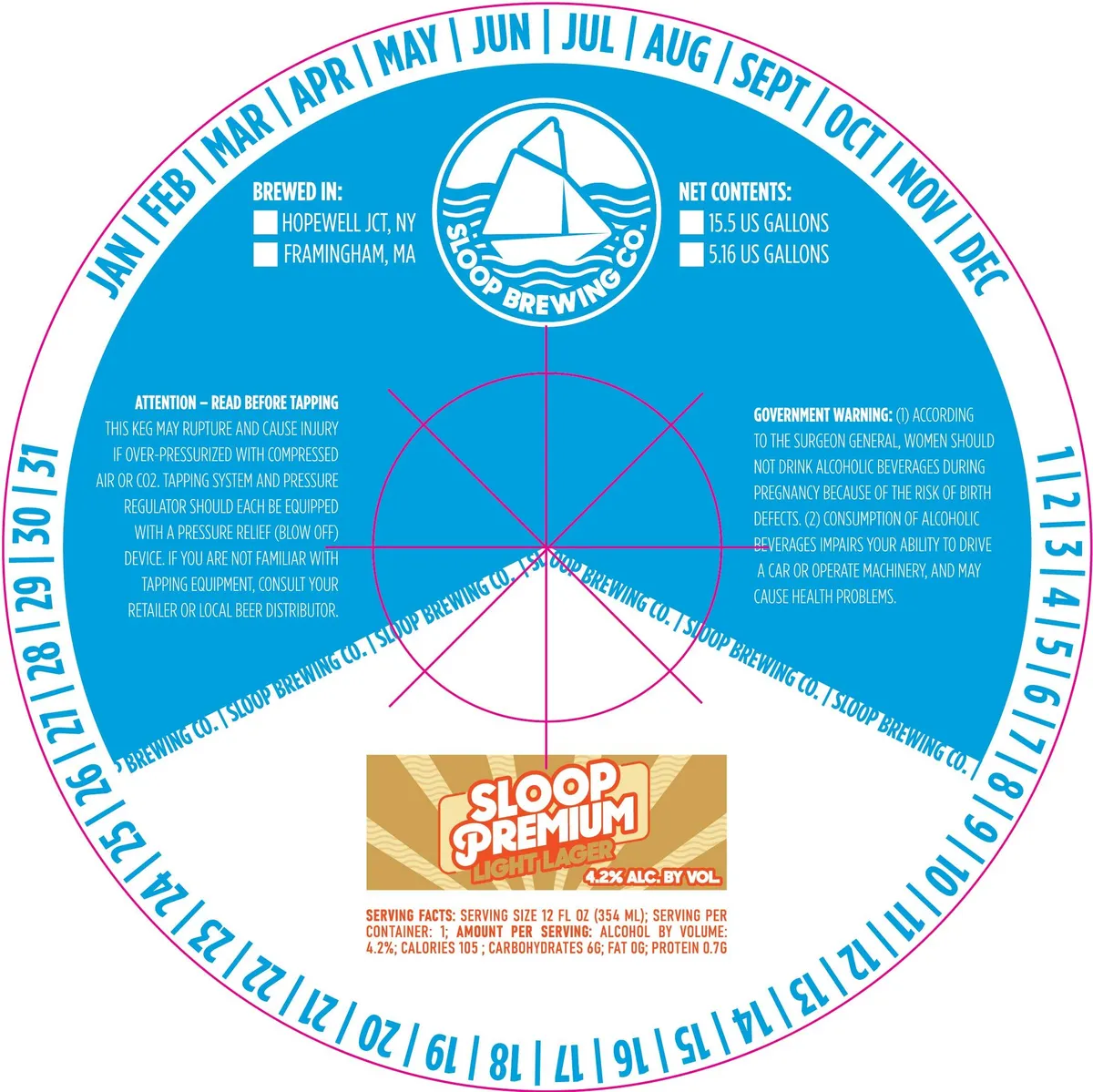 Sloop Premium Light Lager label art — SLOOP PREMIUM LIGHT