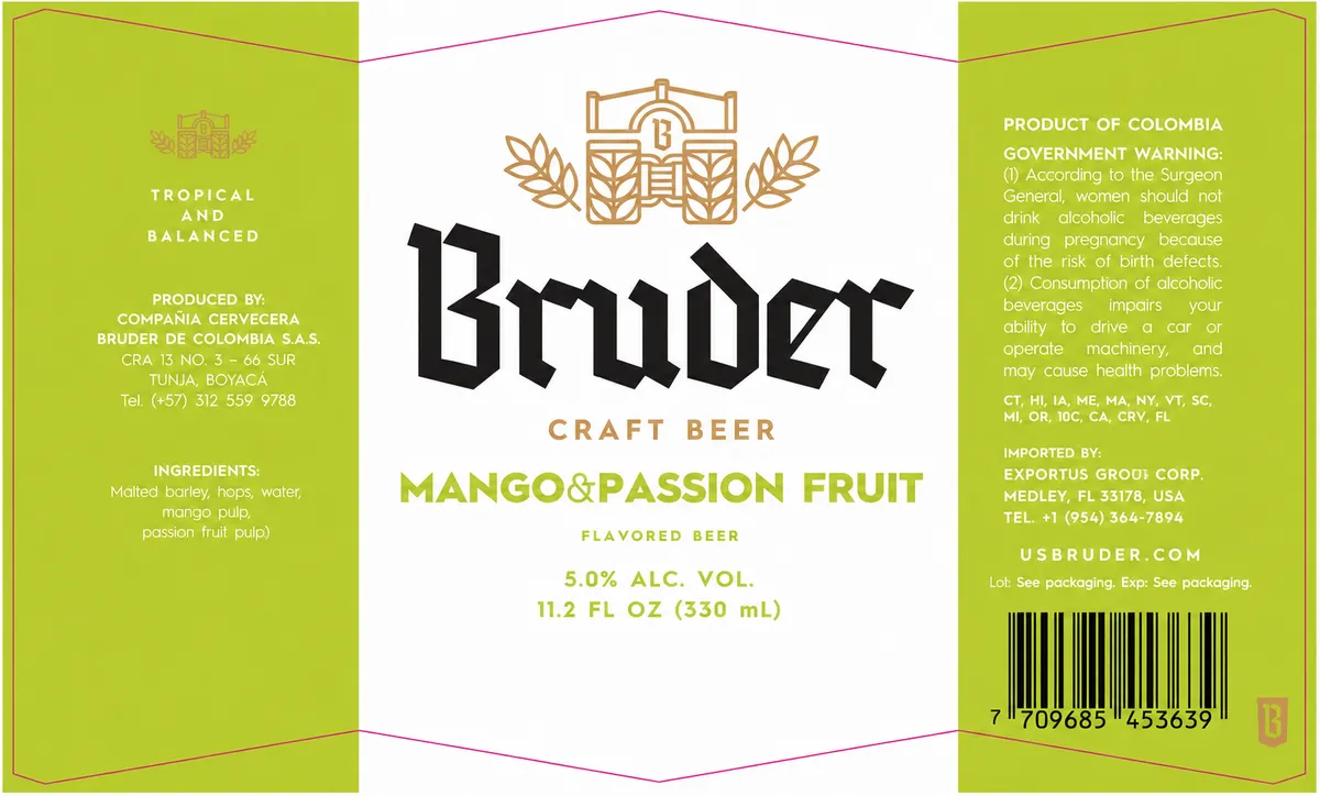 Mango & Passion Fruit label art — BRUDER