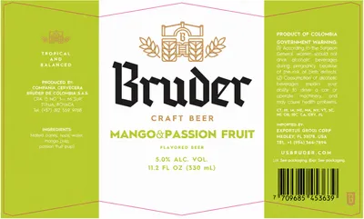 Mango & Passion Fruit label