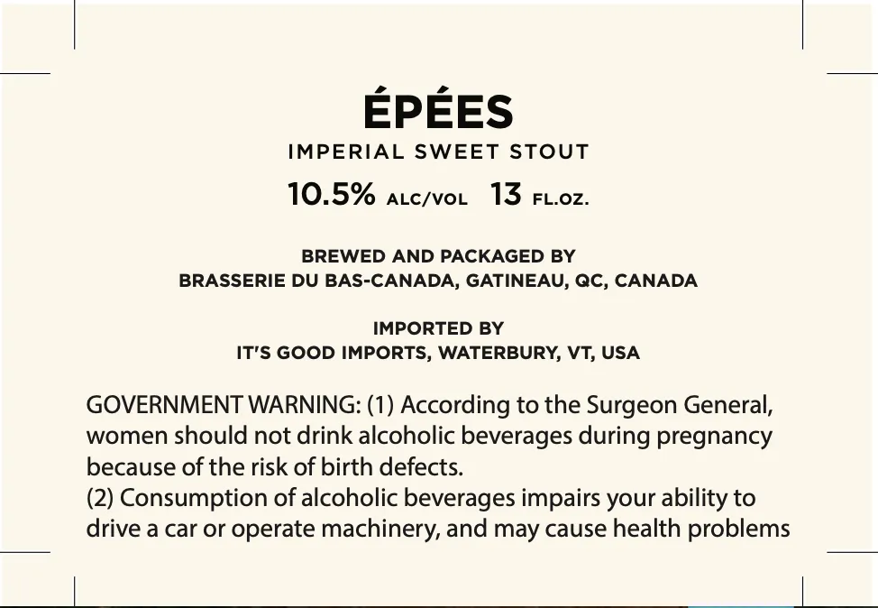 Épées label art — BRASSERIE DU BAS-CANADA