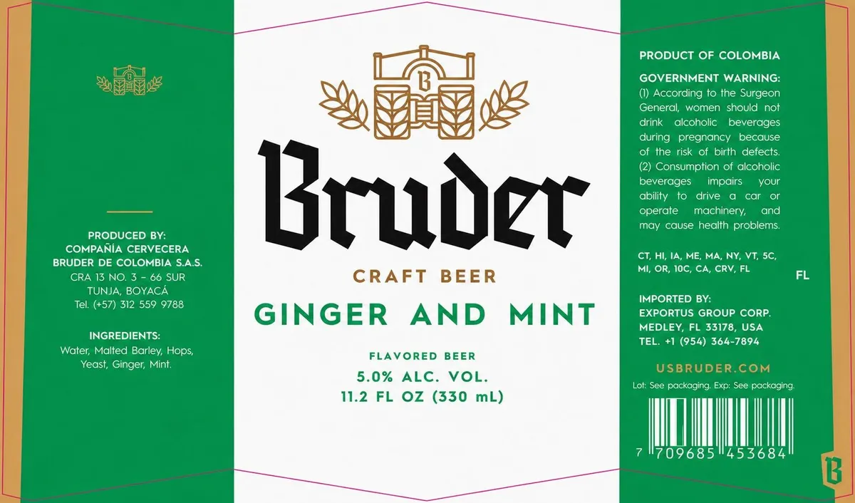 Ginger and Mint — full label as filed with TTB