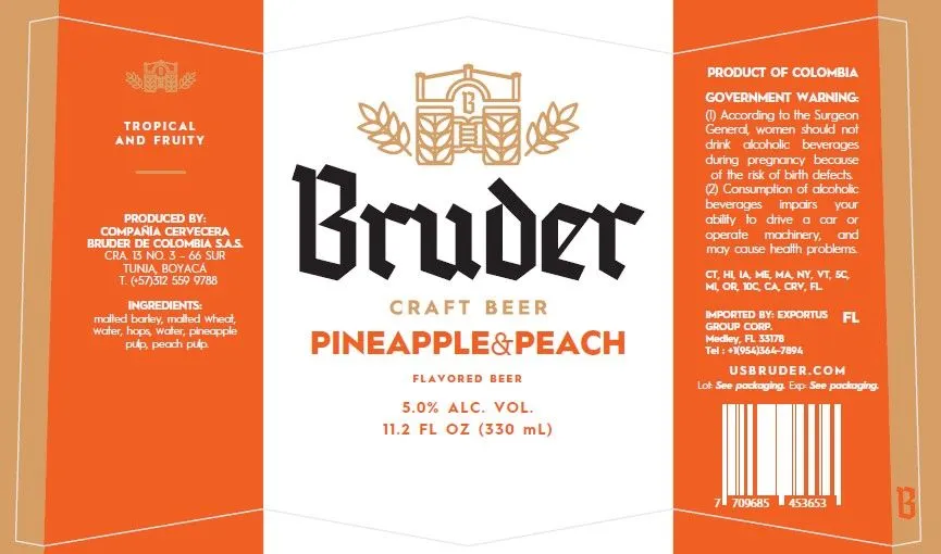 Pineapple & Peach — full label as filed with TTB