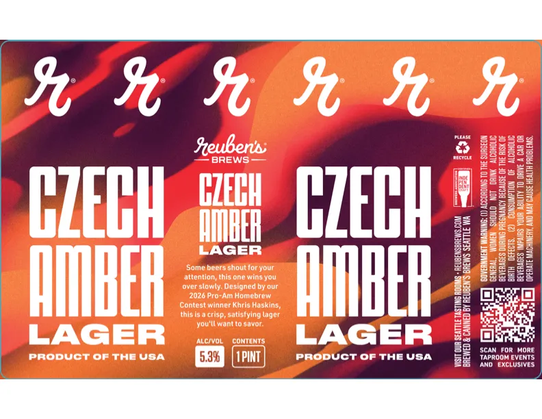Czech Amber Lager label art — REUBEN'S BREWS