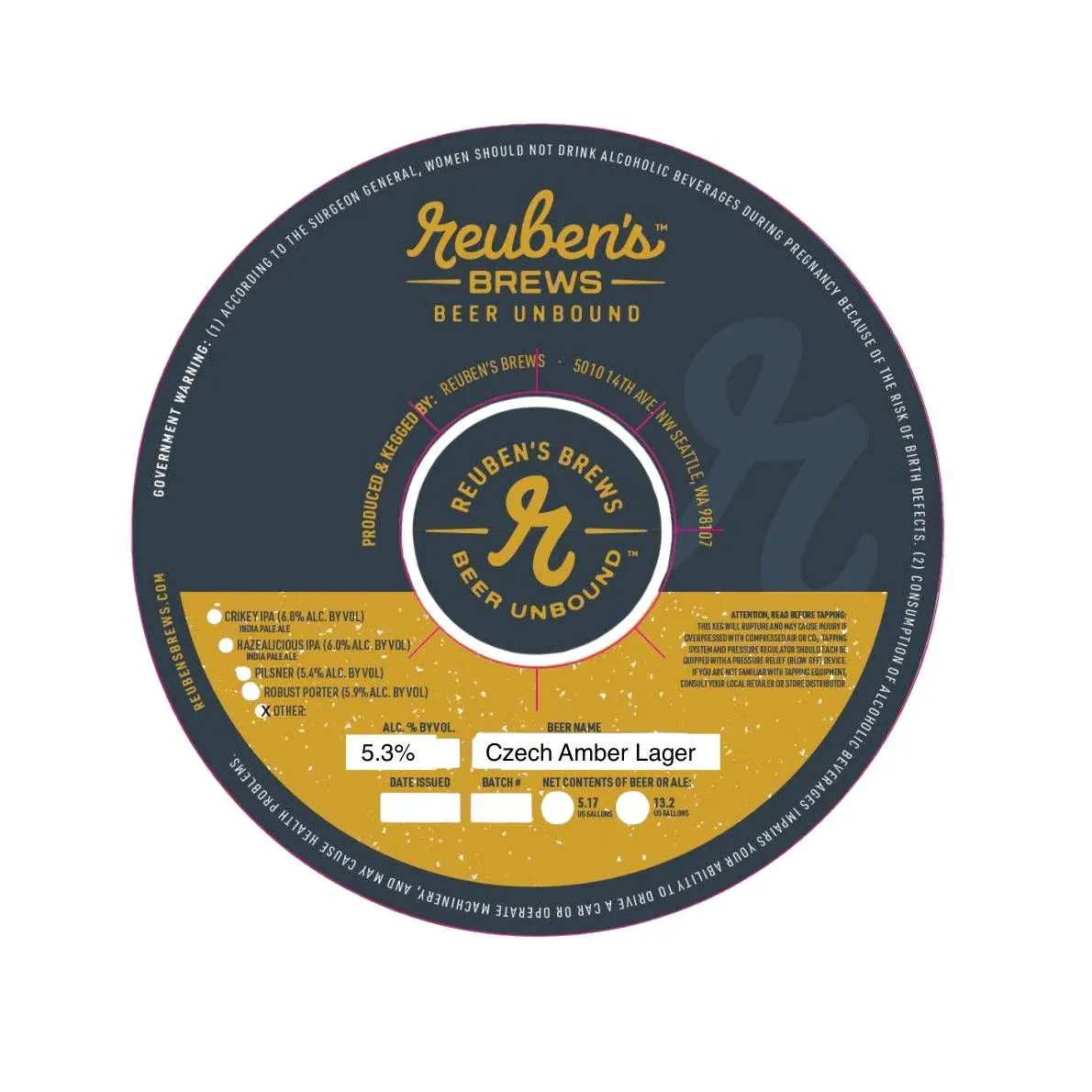 Czech Amber Lager — full label as filed with TTB