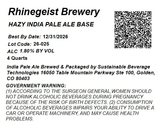 Hazy India Pale Ale Base label