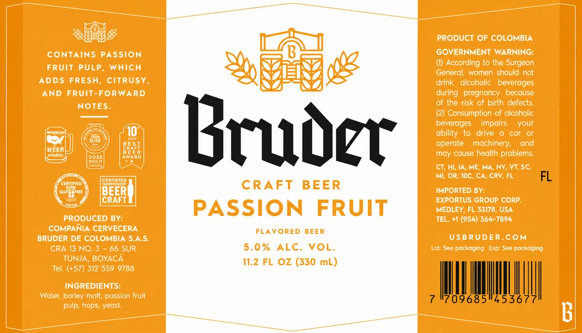 Bruder Passion Fruit label art — BRUDER
