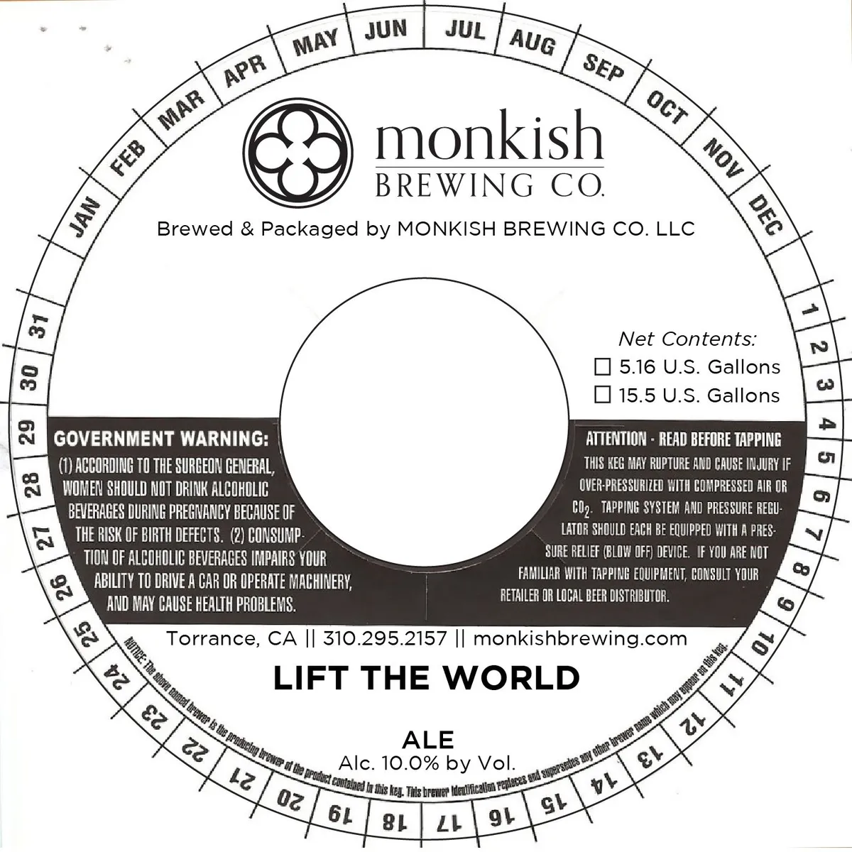 Lift The World label art — MONKISH BREWING CO. LLC