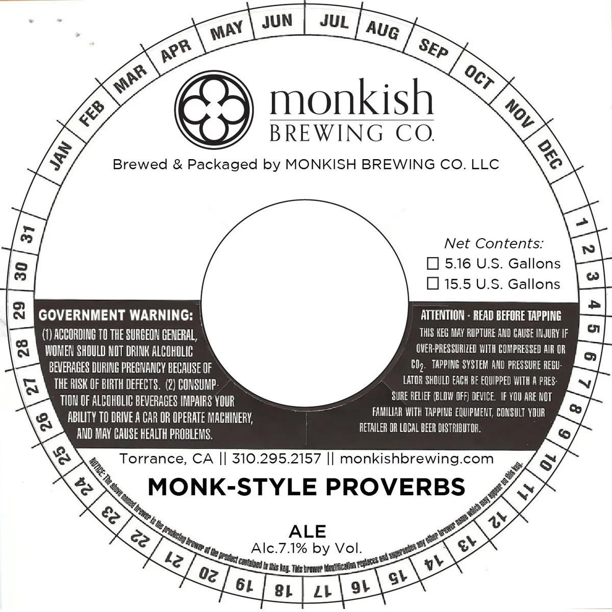 Monk-Style Proverbs label art — MONKISH BREWING CO. LLC