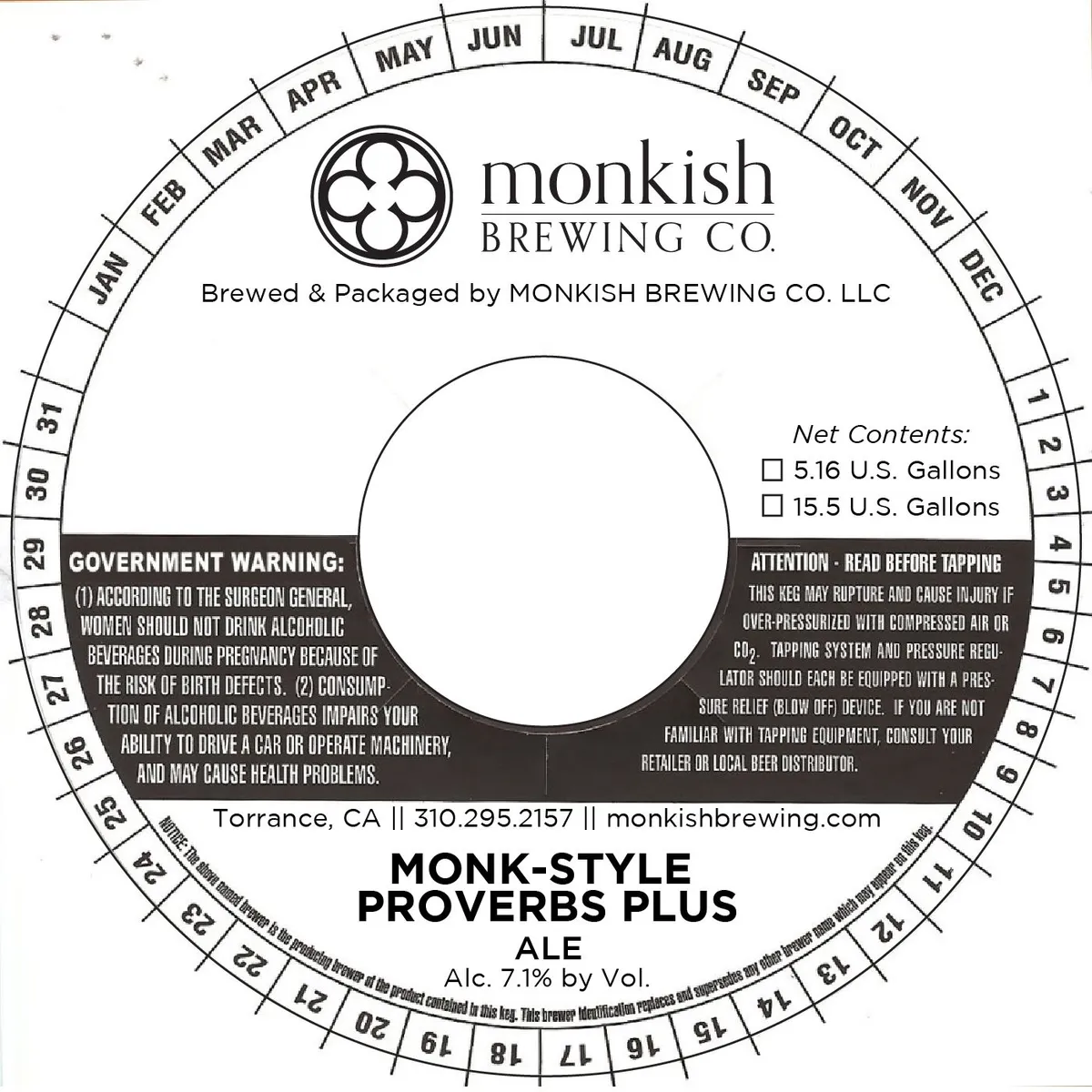 Monk-Style Proverbs Plus label art — MONKISH BREWING CO. LLC