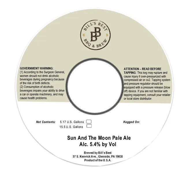 Sun And The Moon Pale Ale — full label as filed with TTB