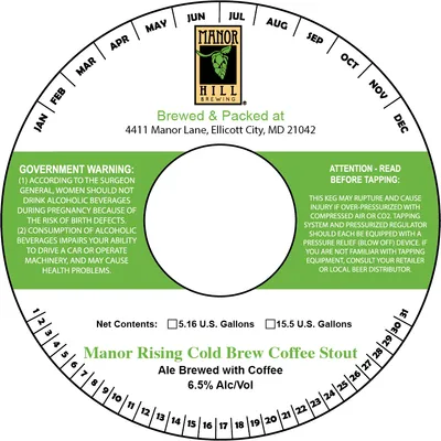 Manor Rising Cold Brew Coffee Stout label