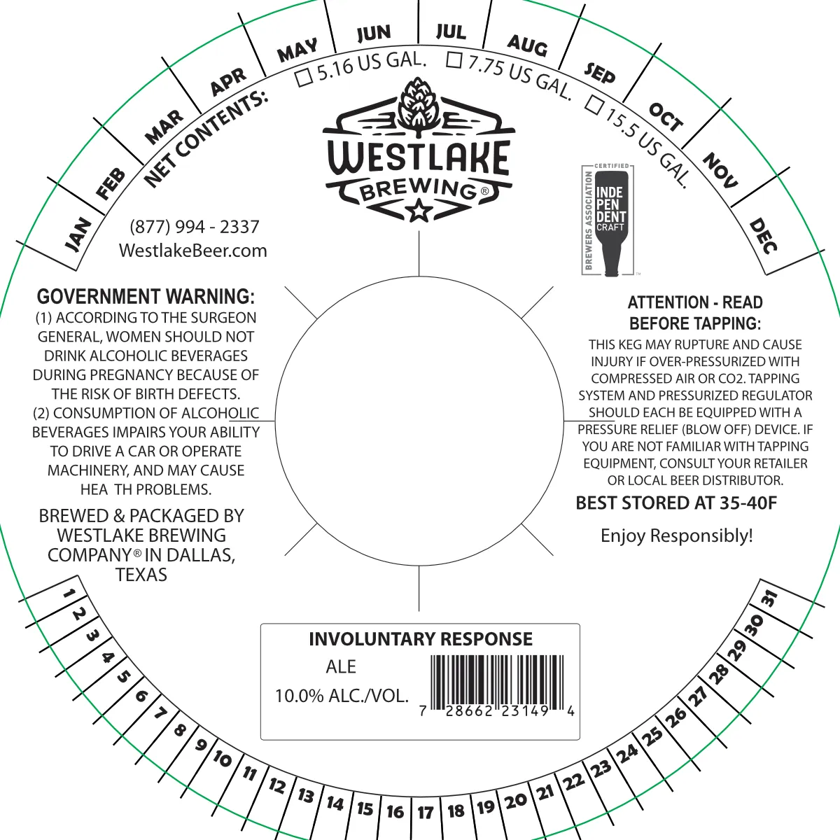 Involuntary Response label art — WESTLAKE BREWING COMPANY