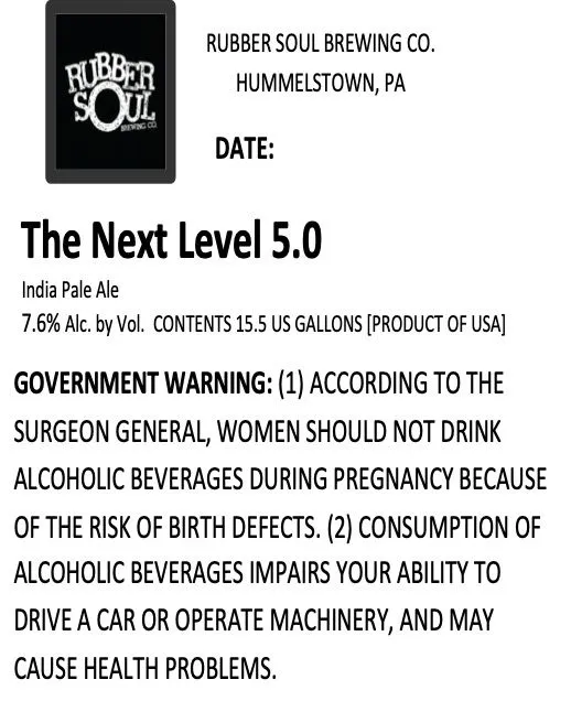 The Next Level 5.0 — full label as filed with TTB