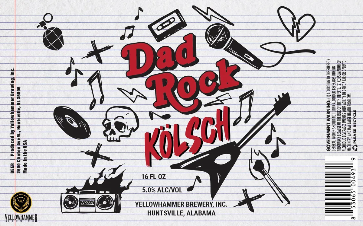 Dad Rock Kölsch label art — YELLOWHAMMER BREWING, INC.