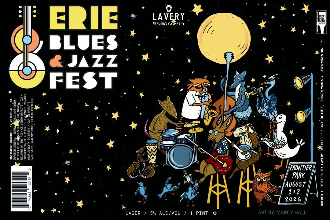 Erie Blues & Jazz Fest label art — LAVERY BREWING COMPANY