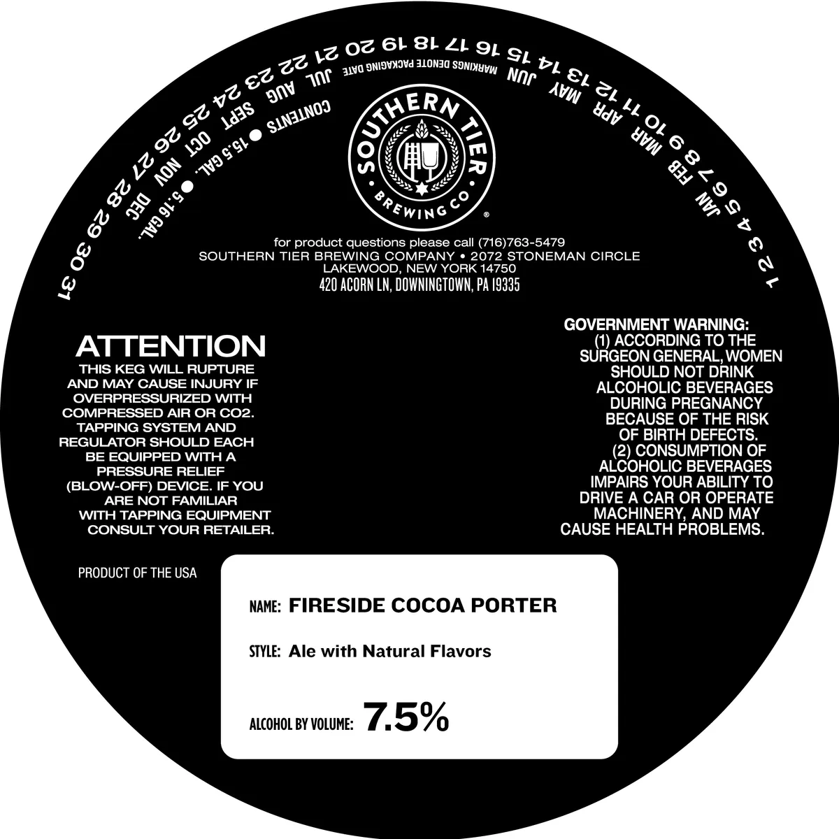 Fireside Cocoa Porter label art — SOUTHERN TIER BREWING COMPANY