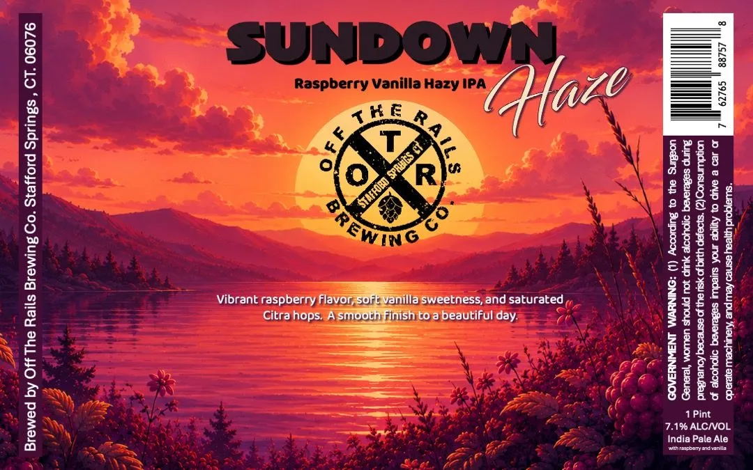 Sundown Haze label art — OFF THE RAILS BREWING CO.