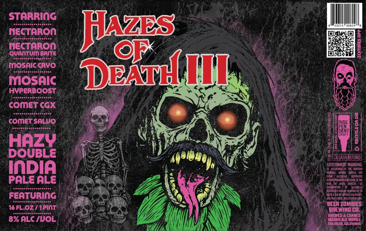 Hazes of Death III label art — BEER ZOMBIES BREWING CO.