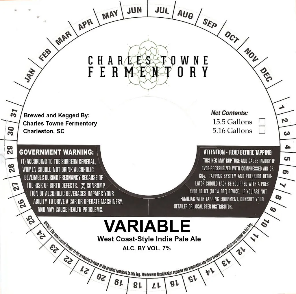 Variable label art — CHARLES TOWNE FERMENTORY