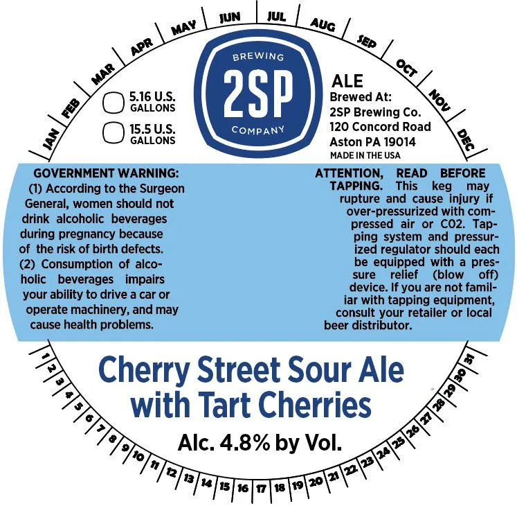 Cherry Street Sour Ale with Tart Cherries — full label as filed with TTB