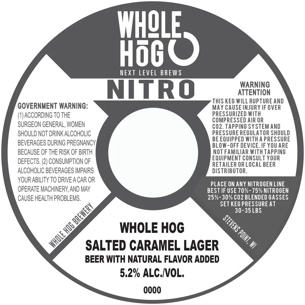 Whole Hog Salted Caramel Lager label art — WHOLE HOG