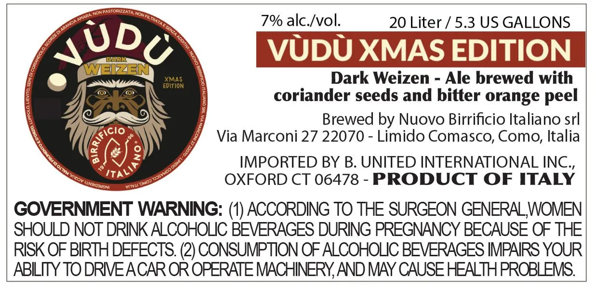 Vùdù Xmas Edition — full label as filed with TTB