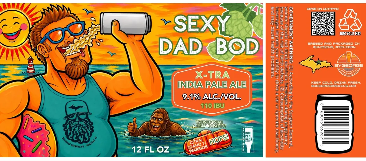 Sexy Dad Bod label art — BYGEORGE BREWING CO.