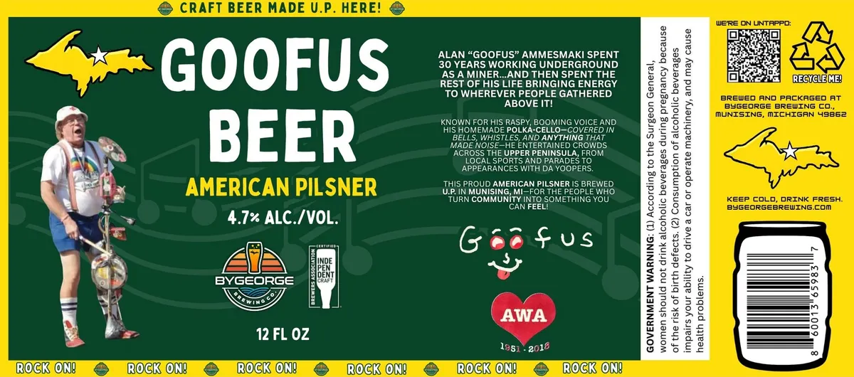 Goofus Beer label art — BYGEORGE BREWING CO.