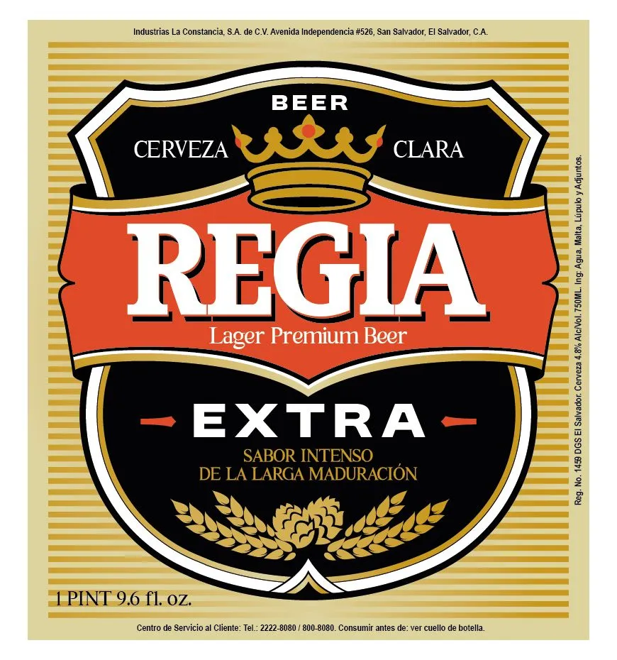 Regia Extra label art — LAGER PREMIUM BEER