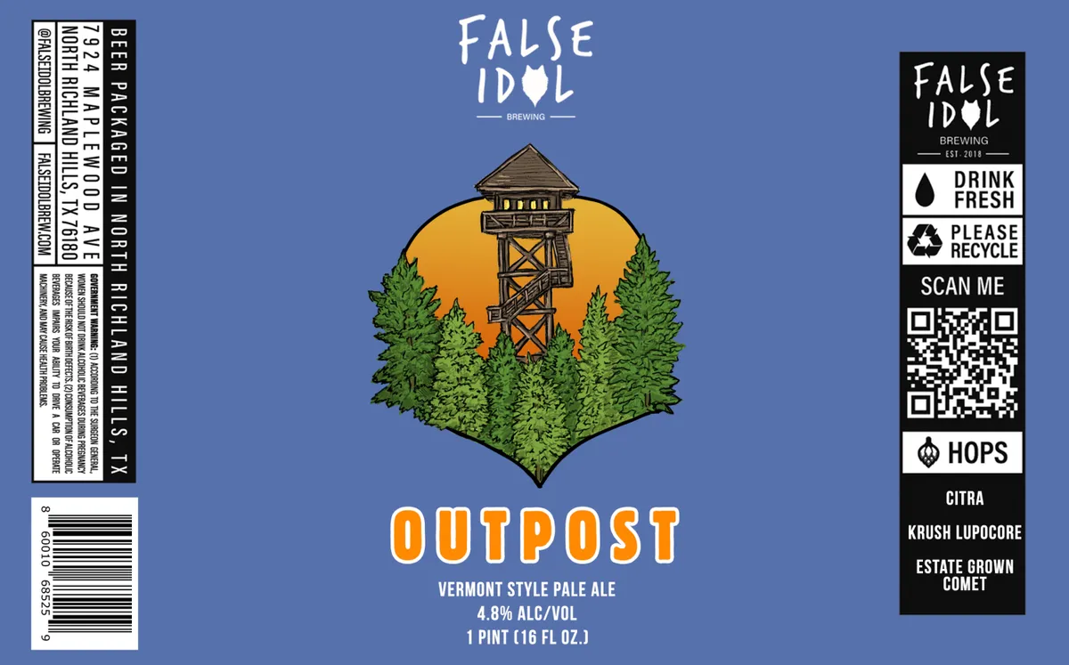 Outpost label art — FALSE IDOL BREWING