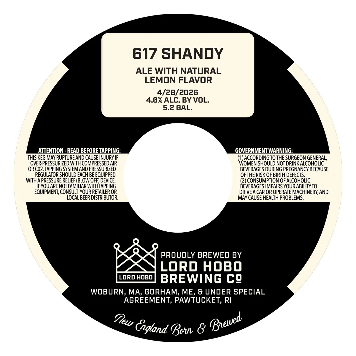 617 Shandy — full label as filed with TTB