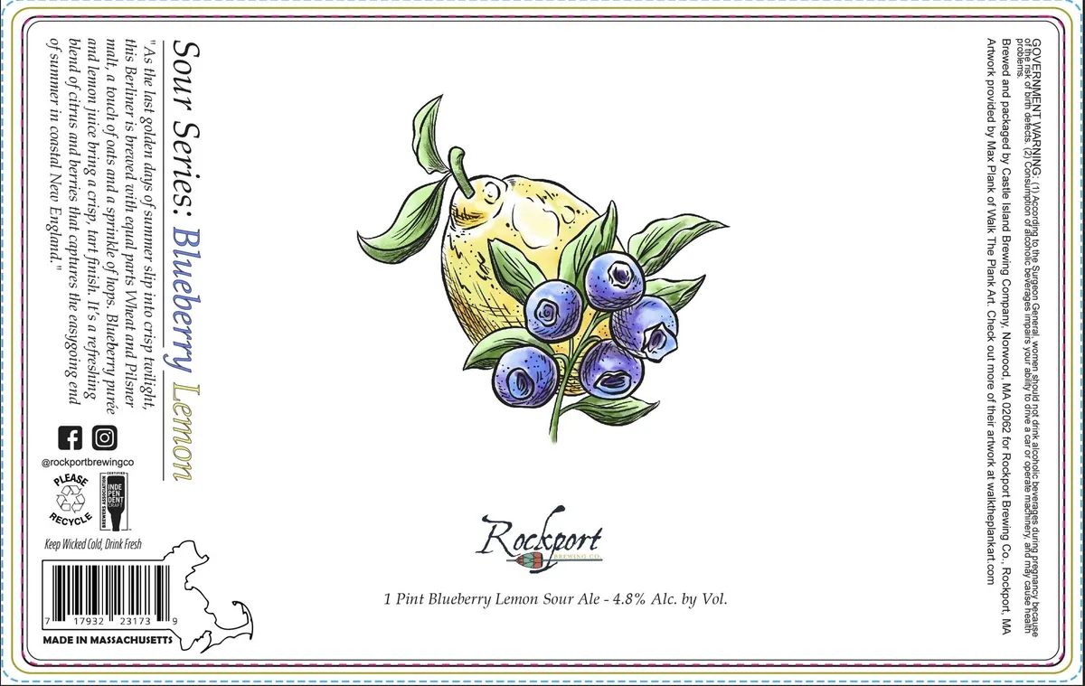 Sour Series: Blueberry Lemon label art — ROCKPORT BREWING CO.