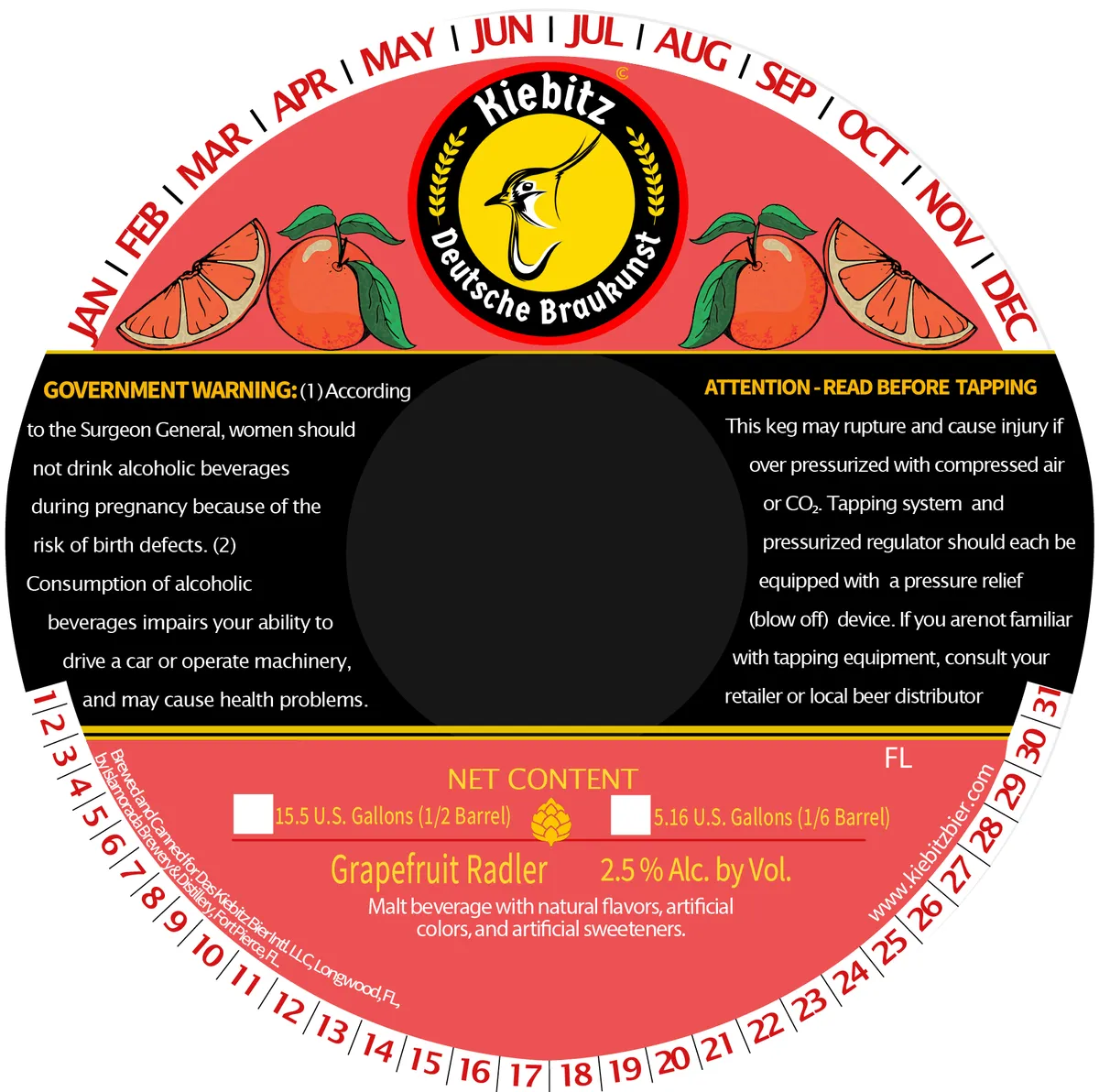 Grapefruit Radler label art — DAS KIEBITZ BIER