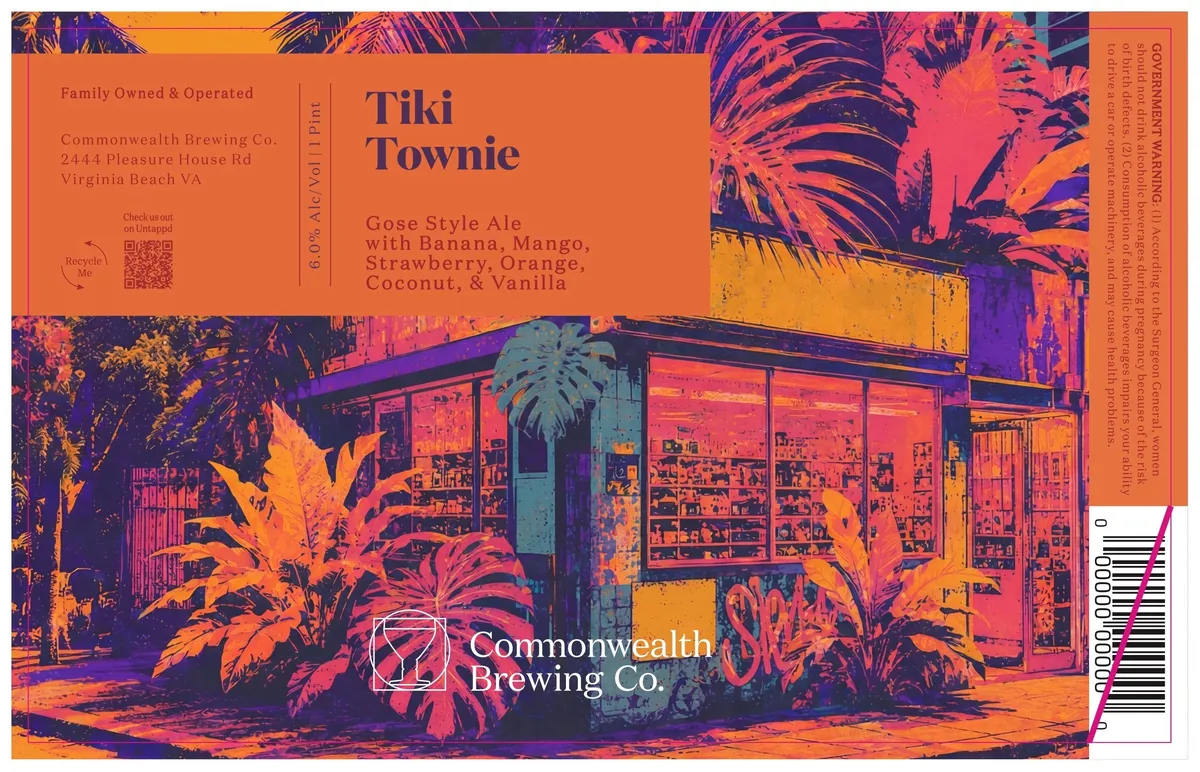 Tiki Townie label art — COMMONWEALTH BREWING CO