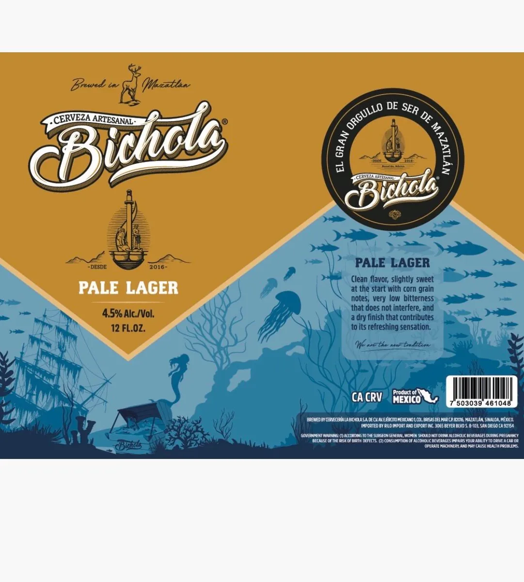 Pale Lager label art — CERVEZA ARTESANAL BICHOLA