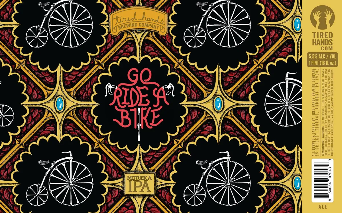 Go Ride a Bike label art — TIRED HANDS BREWING COMPANY