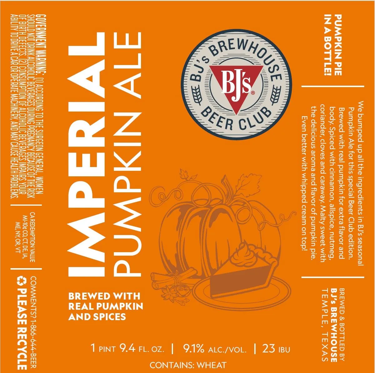 Imperial Pumpkin Ale label art — BJ'S