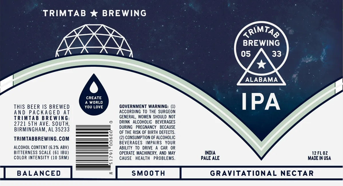 Gravitational Nectar IPA label art — TRIMTAB BREWING COMPANY