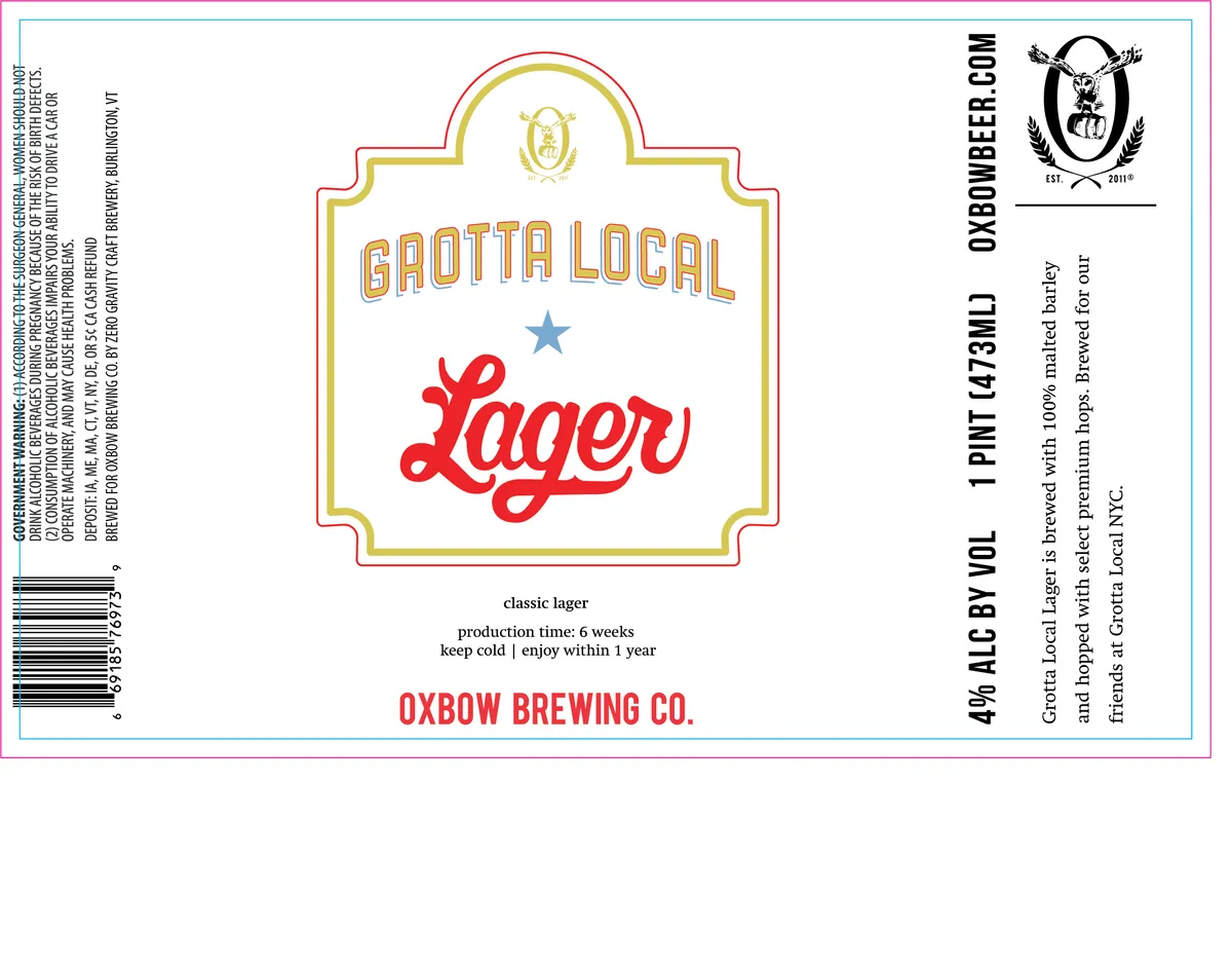 Grotta Local Lager — full label as filed with TTB