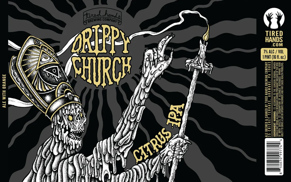 Drippy Church label art — TIRED HANDS BREWING COMPANY