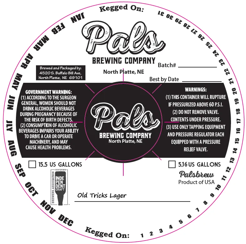 Old Tricks Lager — full label as filed with TTB