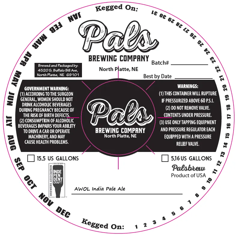AWOL India Pale Ale — full label as filed with TTB
