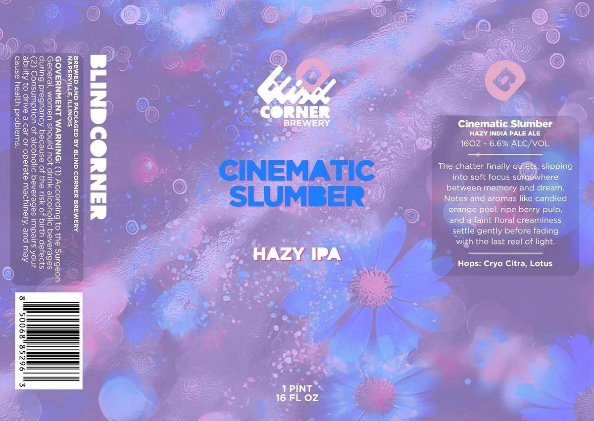 Cinematic Slumber label art — CINEMATIC SLUMBER HAZY IPA