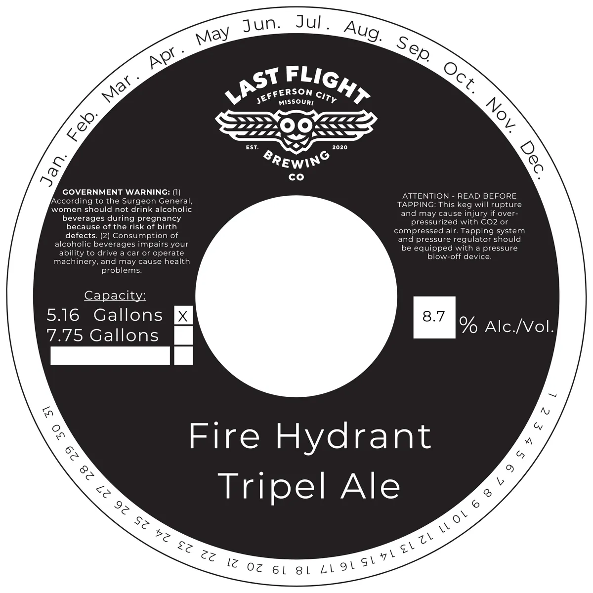 Fire Hydrant Tripel Ale label art — LAST FLIGHT BREWING CO.