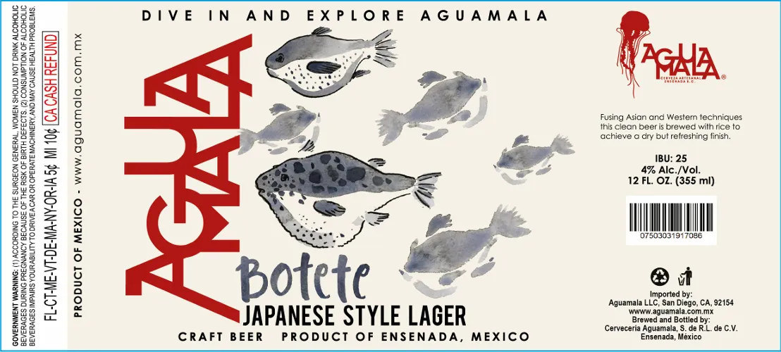 Botete label art — AGUA MALA