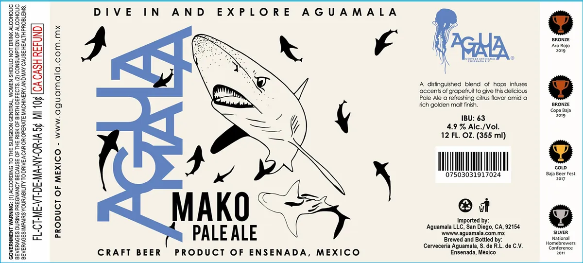 Mako label art — AGUA MALA