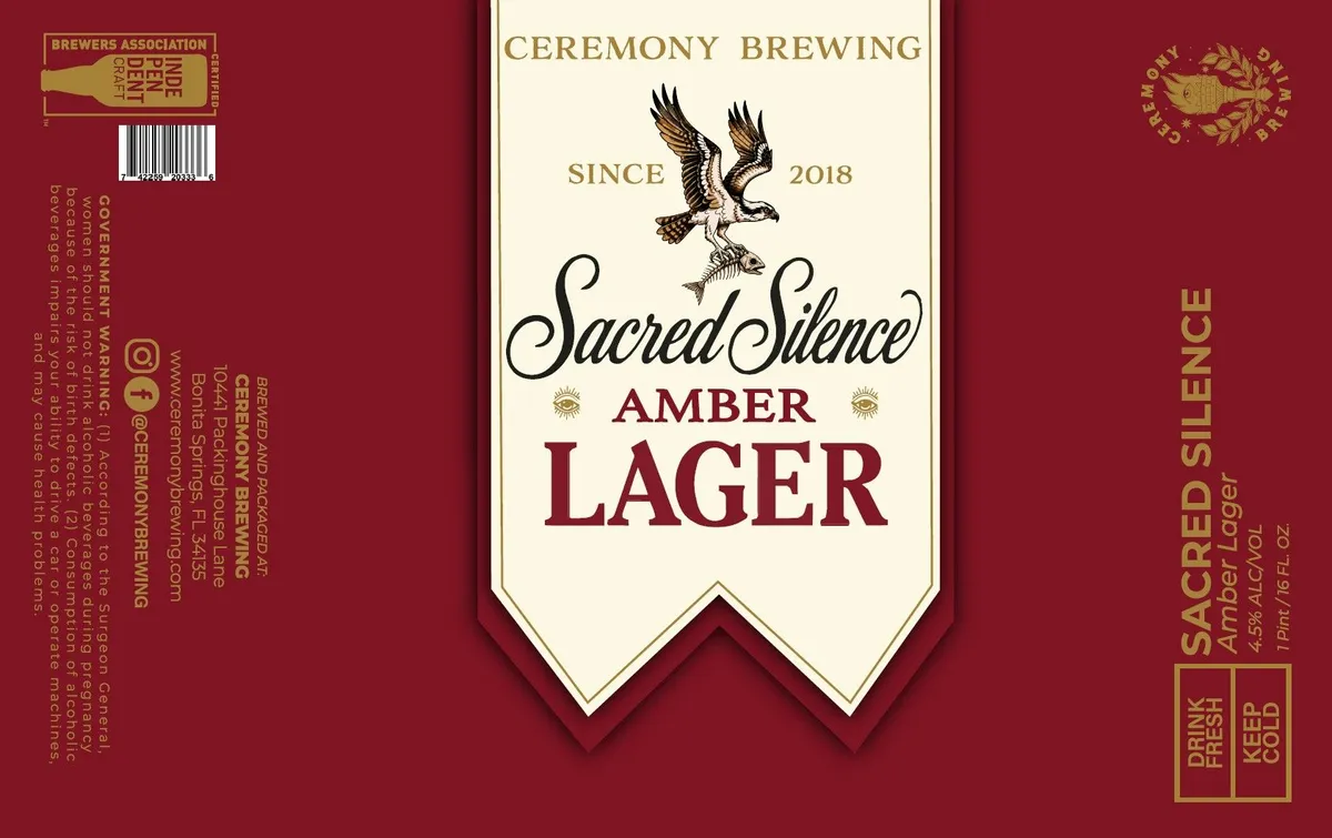 Sacred Silence Amber Lager label art — SACRED SILENCE